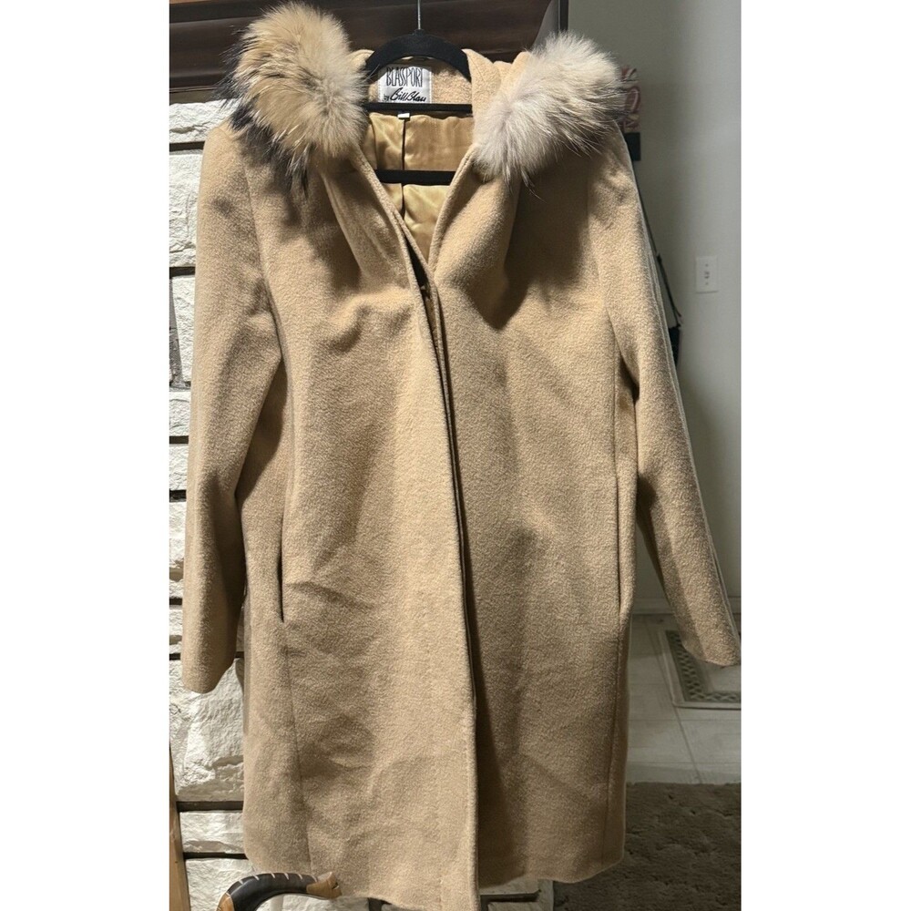 Blassport Bill Blass Trench Coat Sz 8 100% Camel Hair Penny Lane Preppy Classic